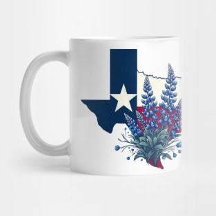 Texas Wildflowers - Texas Flag with Bluebonnets Mug